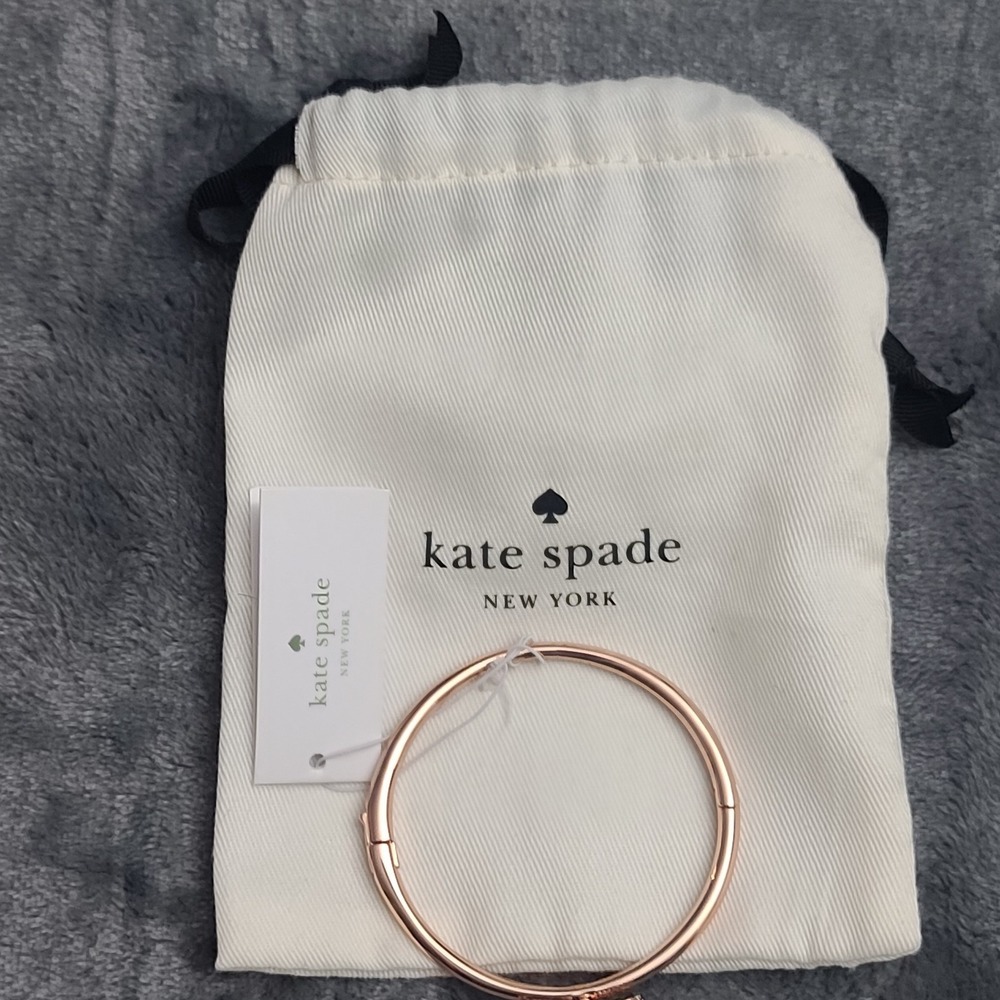 Kate Spade New York Bracelet Pave Bow Meets‎ Girl Bangle Rose Gold NWT